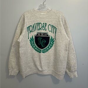 Vintage Velva Sheen Large Unisex Traverse City Crewneck Sweatshirt Michigan VGUC